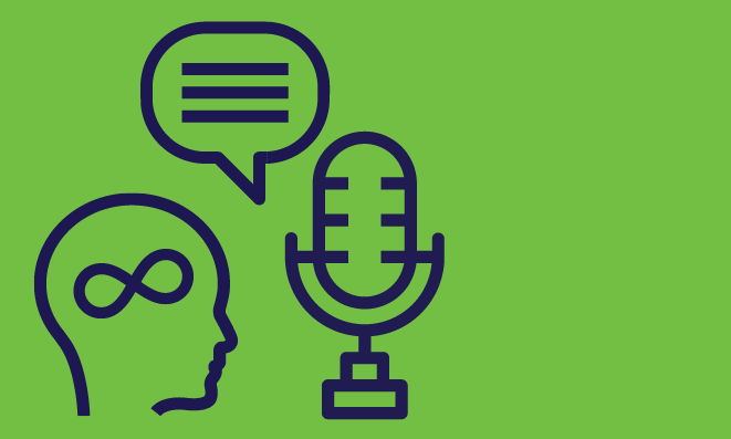 Graphic - neurodivergent adult icon with microphone