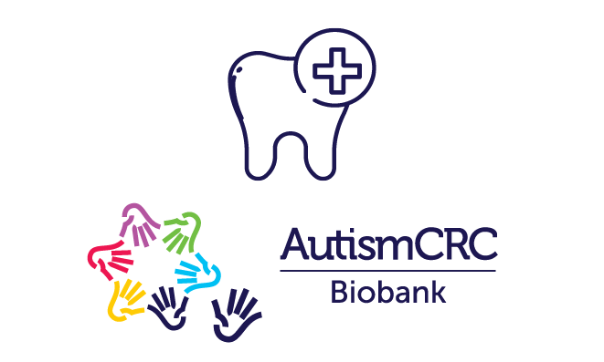 Teeth icon and Autism CRC Biobank logo