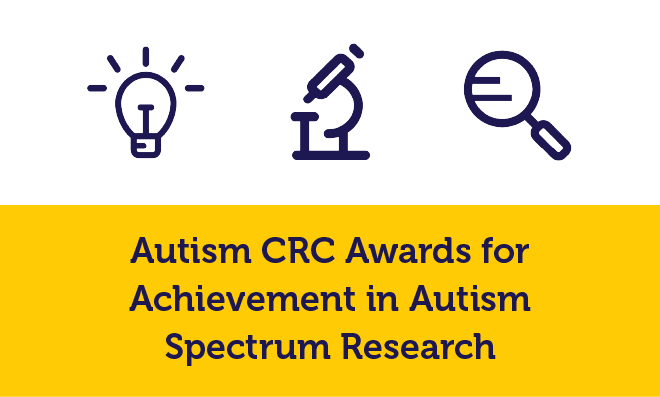 Poster for Autism CRC Awards for Achievement in Autism Spectrum research in Autism CRC brand style