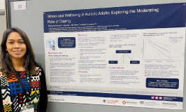 A photo of someone in front of a poster being displayed at the INSAR Annual Meeting