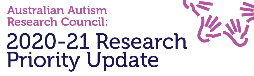 Text in AARC branding: Australian Autism Research Council. 2020-21 Research Priority Update