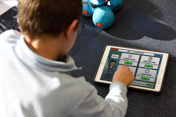 A student using the StepWrite app